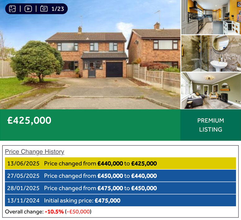 An example of a property viewed on Rightmove with the Property Log extension installed