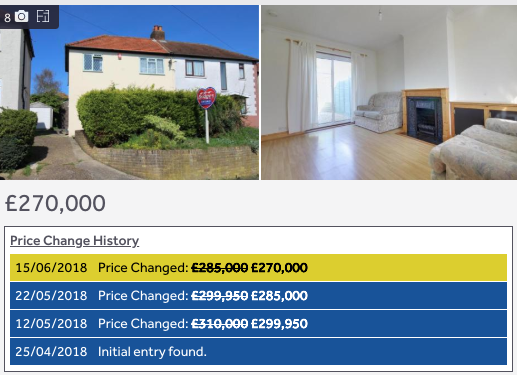 An example of a property viewed on Rightmove with the Property Log extension installed